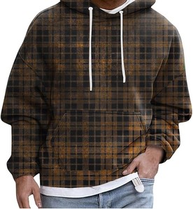 Manteau à capuche en coton 100% pour hommes avec imprimé polaire chaud pull décontracté grande taille avec poche doublée - Product Image 1