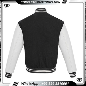 OEM Custom Blank Winter Letterman Varsity <b>Jackets</b> / Wholesale Baseball Varsity <b>Jacket</b> <b>Real</b> <b>Leather</b> Sleeves Stand Eco-Friendly - Product Image 6