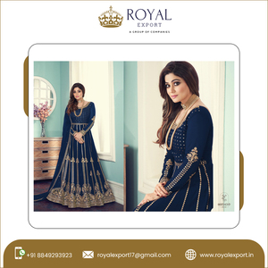 Vestido Largo Anarkali de Georgette con Bordado de Lentejuelas y Codding, Especial para Fiestas, Bodas y Eventos, de Proveedor Indio - Product Image 6