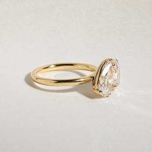 Anillo de Moissanita con Doble Piedra Ovalada en Forma de Pera, Directo de Fábrica, Oro de 10K, 14K, 18K, Regalo de Compromiso, Promesa, Aniversario, Envío Incluido - Product Image 4