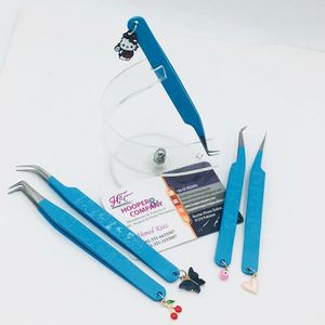 Pinzas de Hello Kitty de nuevo diseño, pinzas de extensión de pestañas azules sostenibles, amuleto de ojo malvado, amuleto de gatito, pinzas, logotipo de visón - Product Image 4
