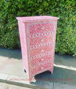 Commode moderne en incrustation d'os et armoire à tiroirs faits à la main pour chambre à coucher, hôtel ou appartement - Product Image 3