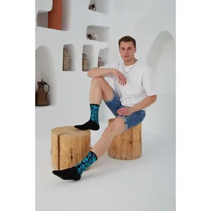 Chaussettes de sport colorées à motifs extraterrestres pour garçons, logo personnalisable, jacquard et propriétés antibactériennes pour la saison d'automne - Product Image 3