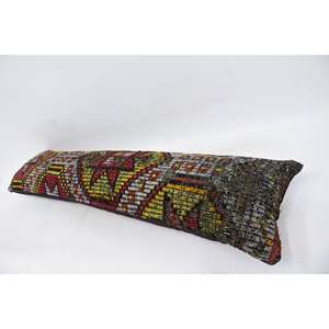 Coussin de traversin amovible et lavable en laine multicolore Kilim Vintage Leaves Luxury Woven Eco-Friendly Non-Slip 12x48 Decorative - Product Image 5