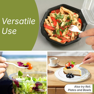 Ensemble de couverts jetables compostables, biodégradables et écologiques (fourchettes, couteaux) en PLA, sans BPA, recyclables, pour les fêtes - Product Image 3