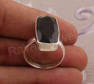 925 Sterling Silver <b>Fine</b> <b>Ring</b> Natural Black Onyx 10x14mm Octagon Shape Bezel Setting Handmade Gift Jewelry For Wedding Gift - Product Image 2