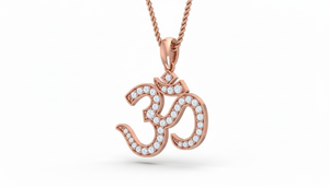 Hindu Om Symbol Gold & Diamond Pendant For Women's - Product Image 3