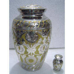 Urne de crémation humaine adulte en laiton et métal gravé argent et or vente chaude souvenir commémoratif pour cendres fournitures funéraires - Product Image 3