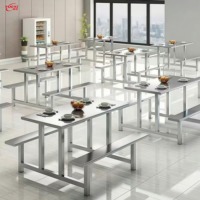 Restaurantmeubilair 304 roestvrijstalen geïntegreerde eettafel voor buiten/binnen, geschikt voor fabrieken, restaurants, scholen, ziekenhuizen en kantines
