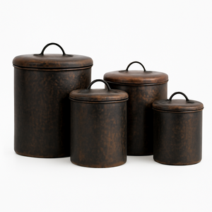 Ensemble de bidons à couvercle en laiton et bois pour le stockage de cuisine Conteneurs décoratifs Boîtes en métal avec couvercles en bois - Product Image 3
