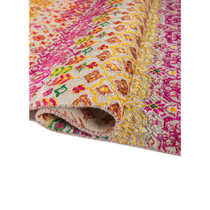 พรมขนสัตว์และไหมถักมือลายออโรร่าโกลด์ ลายเรขาคณิตและนามธรรม สำหรับห้องนั่งเล่น ห้องโถง ทางเดิน รูปทรงสี่เหลี่ยมผืนผ้า รุ่น-SKWS-139 - Product Image 2