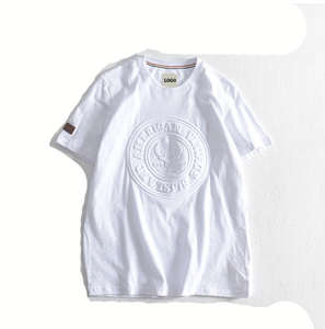 High Quality Plain Classic Round Neck T-shirts Blank Embossed Heavyweight Boxy Plus Size US Cotton <b>Pullover</b> <b>Men</b> for T-shirts - Product Image 3