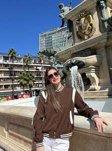 Veste bombardier femmes Varsity décontracté boutonné léger printemps vêtements d'extérieur courts avec poches - Product Image 5