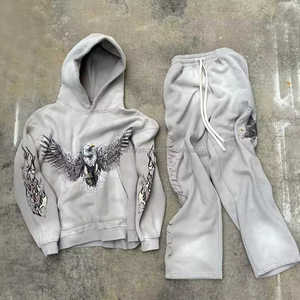 Men's Sweatshirt & Joggers Tracksuit <b>Set</b> Tracksuit with Hood and Trousers Hip-Hop Streetwear Men's Tracksuit Cotton Sweatsuit - Product Image 1