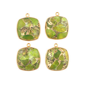 Plaqué or DIY Unique Bail Pendentif Connecteur Mohave Péridot Cuivre Turquoise Grand Coussin Forme Faire Boucle D'oreille Charme Résultats - Product Image 2
