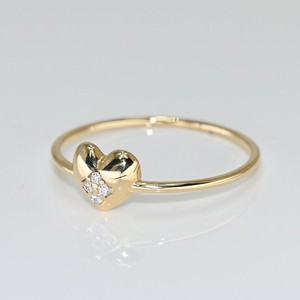 Alta calidad 10K oro sólido amarillo Simple estilo clásico forma de corazón anillo de diamante bisel ajuste Venta Directa para bodas - Product Image 3
