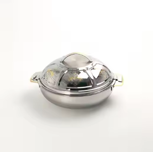 Marmite en acier inoxydable avec marmite extérieure Design antique Casserole de luxe de qualité supérieure Forme ronde Pots chauds alimentaires en métal fantaisie - Product Image 1