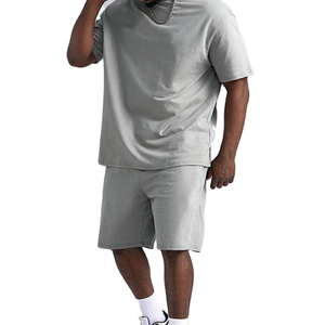 2026 Hot Sale Customized Men Oversized T-Shirt Shorts <b>Set</b> 100% Organic Cotton High Quality Men's Summer Sports Tee Shirt <b>Set</b> Man - Product Image 3