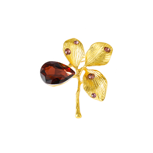 Nueva moda oro trébol de cuatro hojas broche lágrima cristal diamante botánica flor alfileres ramillete ropa boda niños - Product Image 5