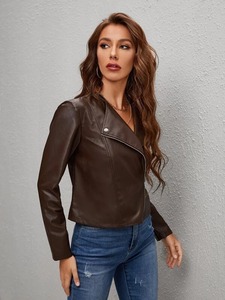 แจ็กเก็ตหนังแท้ของผู้หญิงคุณภาพสูงสั่งทำได้ชุดลำลองผ้าลูกฟูกมีคุณสมบัติระบายอากาศโลโก้ฤดูหนาว - Product Image 2