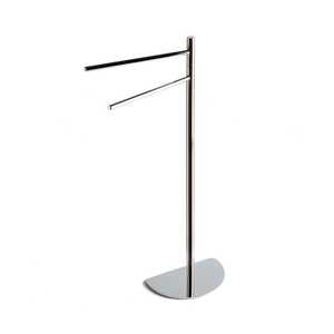 Lámpara de Pie Cromada con 2 Brazos para Toallero y Base Semicircular, Toallero Funcional y Elegante - Product Image 1