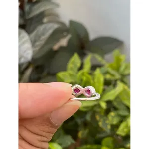 925 <b>Silver</b> Natural Ruby <b>Statement</b> <b>Ring</b> 24K Gold Plated Boho Style Romantic Everyday Wear Gemstone <b>Ring</b> - Product Image 6