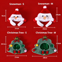 Chapeau de Noël d'hiver pour animaux de compagnie, en peluche, motif bonhomme de neige, sapin de Noël et cloche, accessoire mignon pour petits chiens et chats