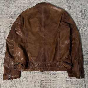 Chaqueta de Cuero de Oveja Genuino para Hombre, Hecha a Medida con Logotipo Personalizado, Estilo Vintage, Desgastada, Tipo Bomber, para Motociclista y Carreras - Product Image 3