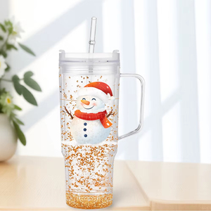 Vaso <span class=keywords><strong>de</strong></span> 40oz con purpurina estética, transparente, con pajita, <span class=keywords><strong>de</strong></span> doble pared, <span class=keywords><strong>de</strong></span> acrílico, para viaje, al por mayor - Product Image 1