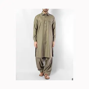 ביגוד מוסלמי צבע אחיד שני חלקים עיצוב חדש לגברים פקיסטניים חלוק אופנה באיכות גבוהה 2024 ביגוד אתני