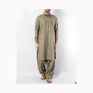 Vêtements musulmans de couleur unie deux pièces pakistanais hommes nouveau design de haute qualité robe de mode 2024 vêtements ethniques - Product Image 1