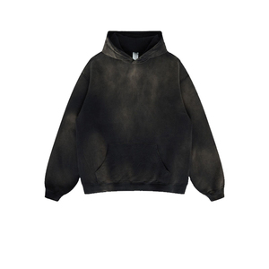 Sweats à capuche d'hiver personnalisés en coton 100% lourd du fabricant pour hommes Vintage Plus Size avec lavage à l'acide et design strass - Product Image 5