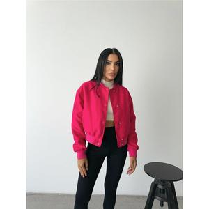Chaqueta Bomber de Tela Fucsia Cyrus para Mujer - Product Image 3