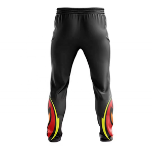 Custom Paintball <b>Pants</b> Black With Red-Yellow Flame-Design Training Joggers Universal-Fit Oxford-Cloth Material - Product Image 2