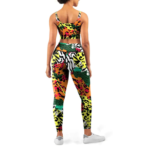 Womens <b>Leggings</b> Sleeveless Top Women's Fitness Set-Solid Yoga Wear SpandexNylon Quick Dry & Breathable Wholesale Activewear - Product Image 2