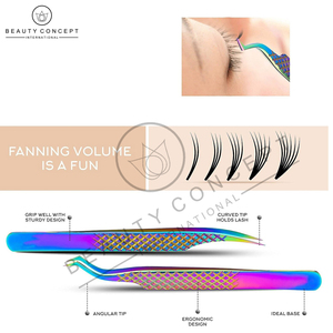 Kit de pinzas de extensión de pestañas de acero inoxidable internacional de concepto de belleza diseño en ángulo puntiagudo recto Curvo - Product Image 5