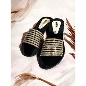 Vàng Ưa Thích Slide 357 G Xu Hướng Thời Trang Dép Cao Gót Da Chính Hãng Đế Rhinestone Trên Chất Liệu Thoáng Khí Cho Mùa Thu - Product Image 2