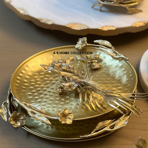 ถาดเสิร์ฟโลหะสำเร็จรูปสีทองถาดเสิร์ฟโลหะแนวคลาสสิกทำมือ - Product Image 1