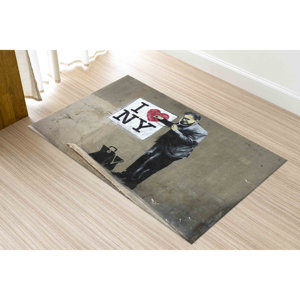 Tapis imprimé : Tapis Banksy I Love NY pour la décoration de bureau, tapis en velours - Product Image 5
