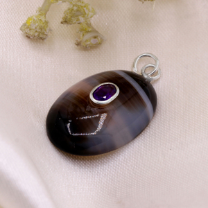 2025 naturel Montana Agate et améthyste pierre précieuse pendentif de forme ovale en argent Sterling 925 massif bijoux faits à la main pour la vente en gros - Product Image 3
