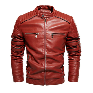 Chaqueta de Cuero Delgada para Hombre al por Mayor con Cuello Alto, Logotipo Frontal, Transpirable e Impermeable, Chaqueta de Invierno en Colores y Tallas Personalizadas - Product Image 2