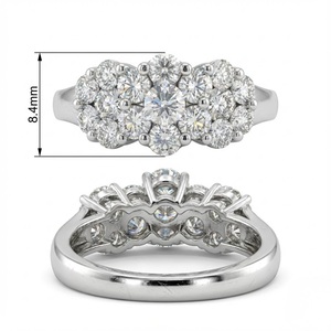 Bagues classiques en or blanc 18 carats serties de diamants ronds taille brillant pour femmes - Cadeaux de fiançailles, de mariage et de fête - Product Image 2