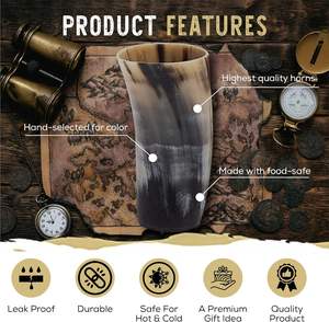 Taza para Beber de Cuerno Animal Vikingo, Pulida, Estilo Medieval Nórdico, para Cerveza, Vino, Hidromiel, para Amantes de la Cerveza Navideña - Product Image 3