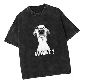 Acrid Wash Printed Round Neck Casual <b>T</b>-<b>shirt</b> Men180 Gsm <b>Heavy</b> Weight Cotton <b>T</b>-<b>Shirt</b> Custom Screen Print Streetwear <b>T</b> <b>Shirts</b> - Product Image 1