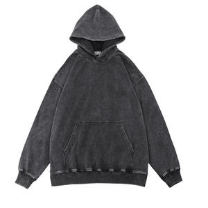 Vente en gros de sweats à capuche vintage de haute qualité à épaules tombantes pull-over sweats à capuche surdimensionnés délavés à l'acide sweat à capuche pour hommes - Product Image 2