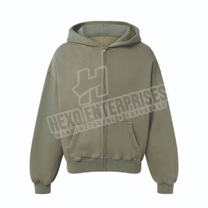 Sweat à capuche personnalisé avec fermeture éclair 500 Gsm en coton avec fermeture éclair intégrale double couche sweats à capuche avec fermeture éclair personnalisés pour hommes - Product Image 4