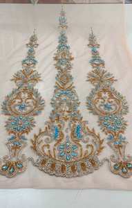 Tissu perlé de luxe pour robes de mariée et de soirée en dentelle perlée à la main disponible à un prix abordable. - Product Image 4