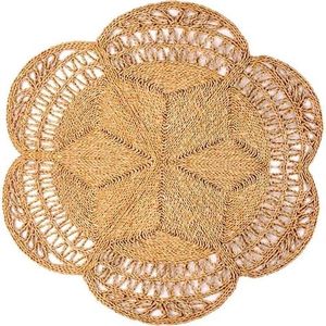 Tapis en jacinthe d'eau texturé en paille Surface rustique et naturelle pour les espaces de vie Ajoute confort et chaleur - Product Image 4