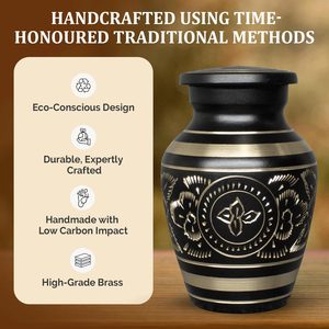 Deep Black and Gold Platinum Brass Cremation <b>Urn</b> for Adult Human Ashes <b>Large</b> Handcrafted Funeral Memorial <b>Urns</b> Brass <b>Urn</b> - Product Image 6