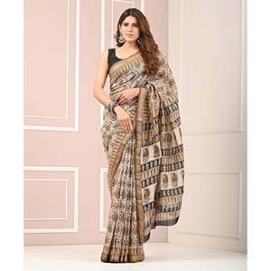 Sari estampado Chanderi modelo Banarasi, blusa india de georgette pesado, vestido modal de red, salwar kameez suave, lehenga estilo pakistaní. - Product Image 1